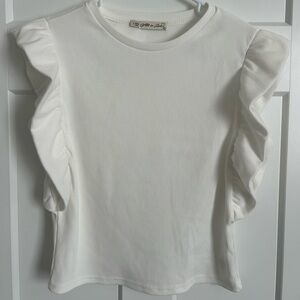 White Ruffled Sleeve Top